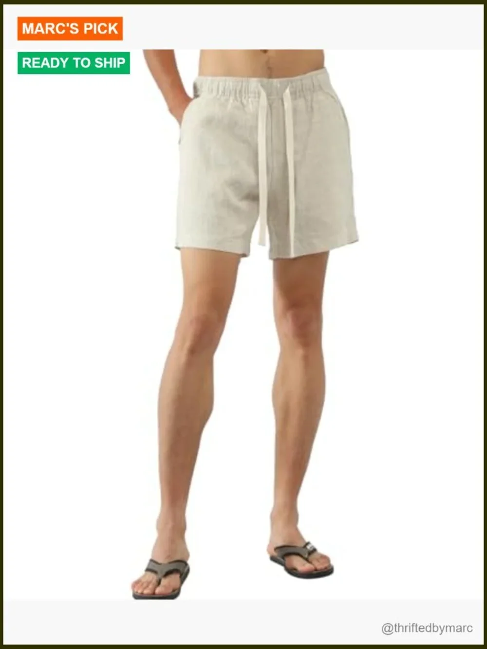 Men's 100% Linen Shorts 5.5